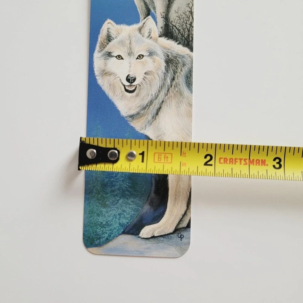 Vintage 90s Wild & Free Tassel Bookmark Gray Wolf dog howling 1995 Artworks WA01